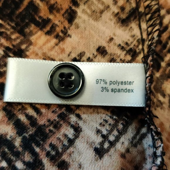 Essentials Women’s 4X Button-Up Stretch Top – Plus - 3/4 Sleeve, Brown-Black - Picture 6 of 14